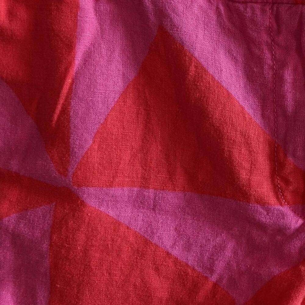 80s Retro Geometric Linen Hot Pink Neon Pastel Lightweight Riviera Chino Shorts - Picture 2 of 5